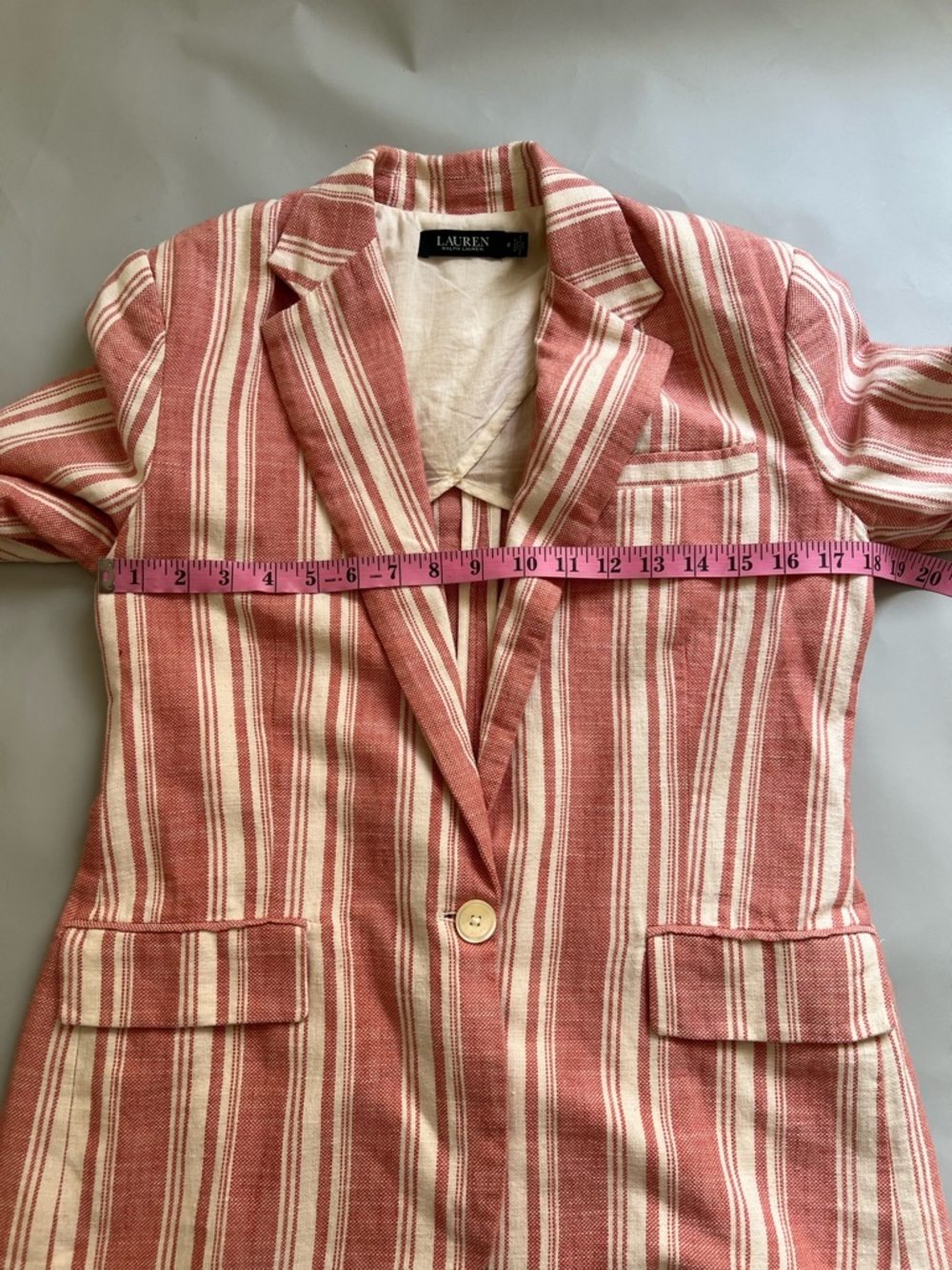 Lauren Ralph Lauren Light weight Striped Cotton Blazer Jacket Size 8 - Picture 12 of 12